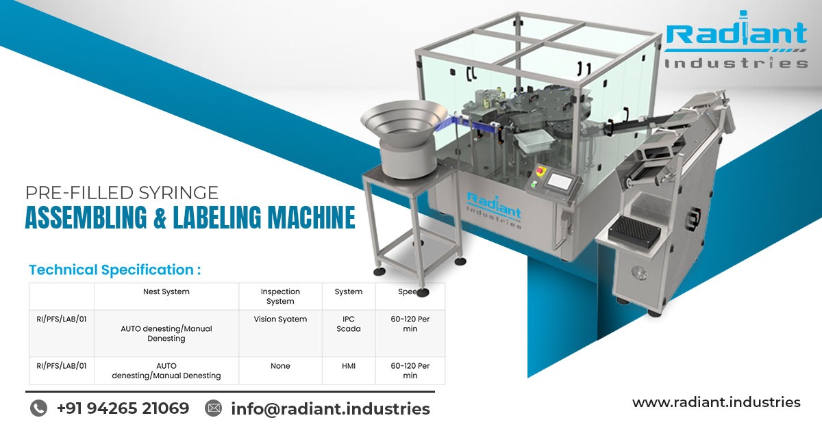 Pre-Filled Syringe Assembling and Labeling Machine in Rajasthan