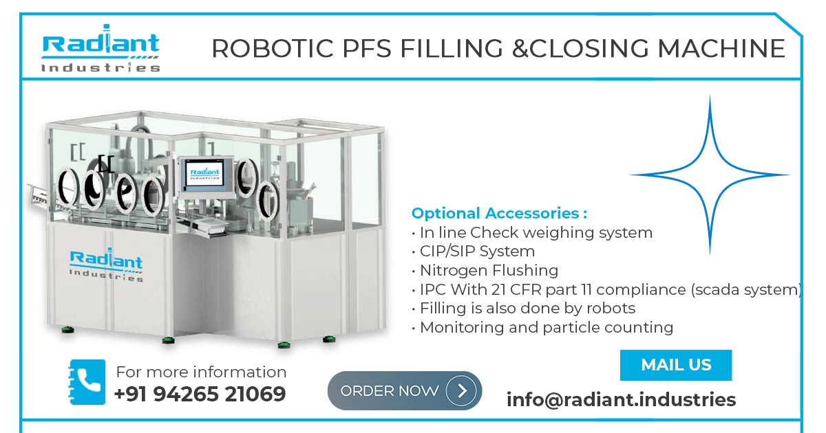 Robotic Pre Filled Syringe Filling and Closing Machine in Chennai