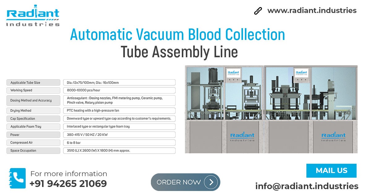 Automatic Vacuum Blood Collection Tube Assembly Line in Assam